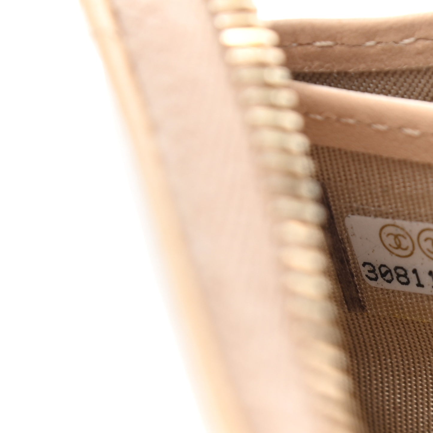 Shiny Goatskin Quilted 19 Long Zipped Around Wallet Beige