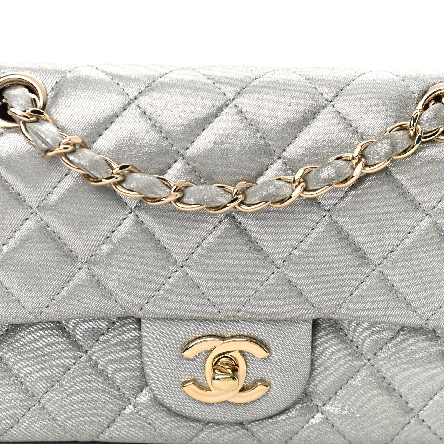 Chanel Iridescent Calfskin Quilted Mini Rectangular Flap Silver 11 of 11