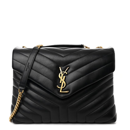 Saint Laurent Calfskin Y Quilted Monogram Medium Loulou Chain Satchel Black 1 of 11
