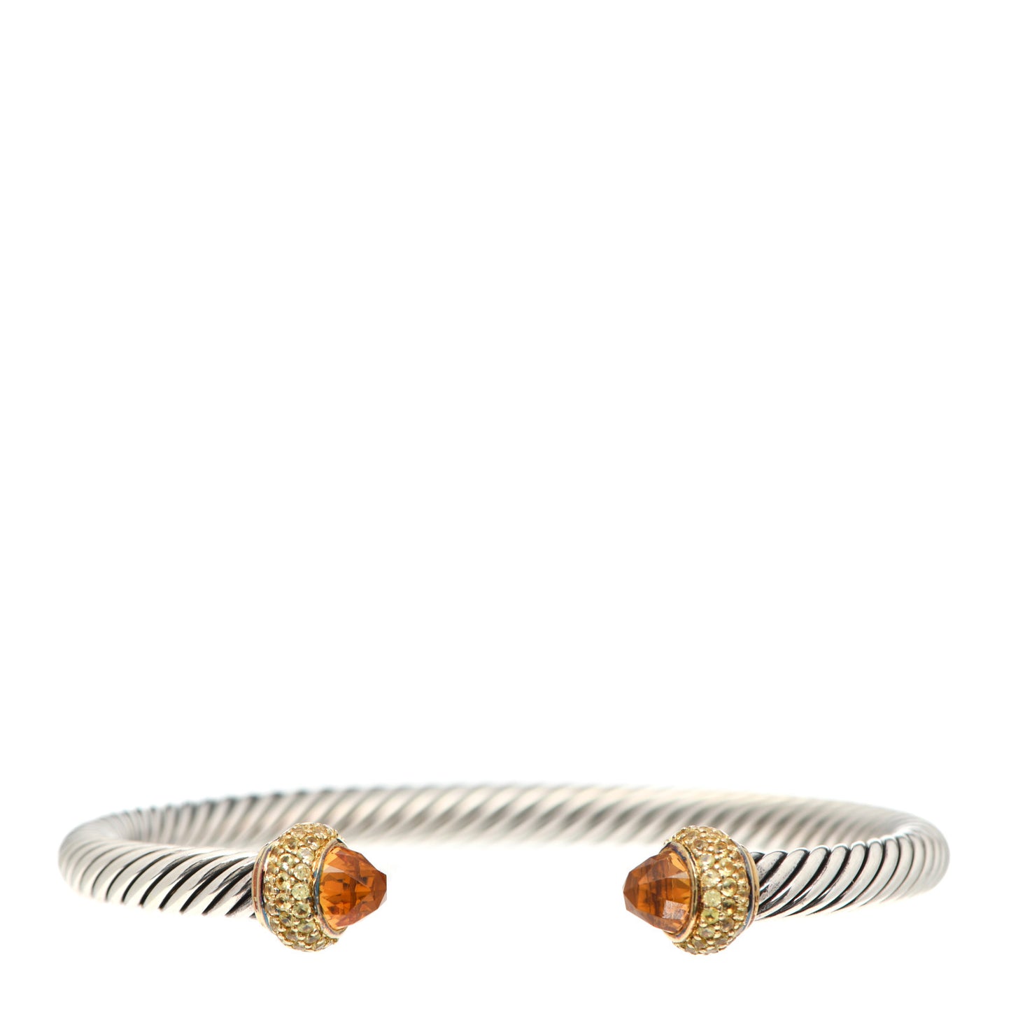 Sterling Silver 18K Yellow Gold Citrine Yellow Sapphire 5mm Candy Cable Bracelet