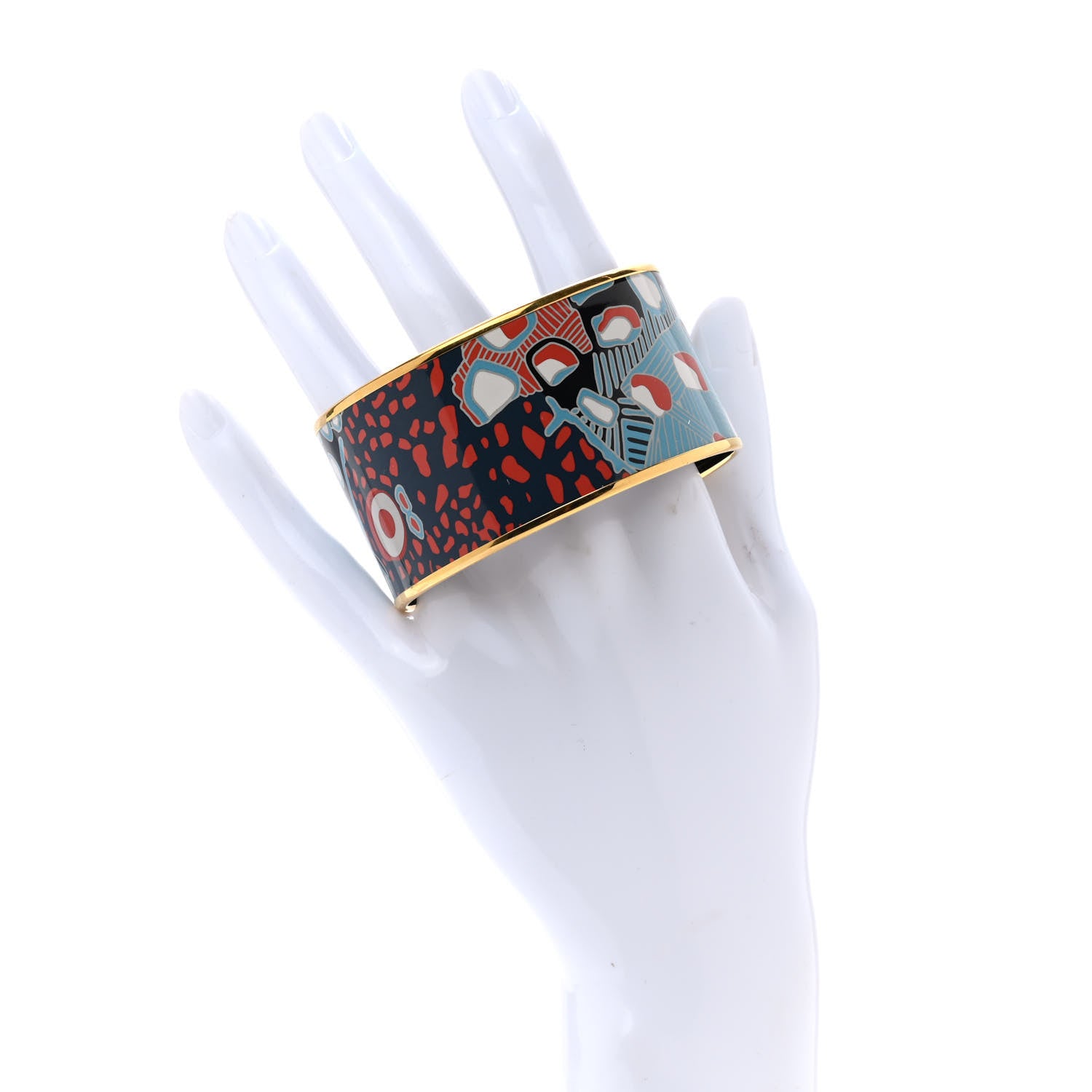 Hermes Enamel Printed Grand Fonds Extra Wide Bracelet 70 2 of 5