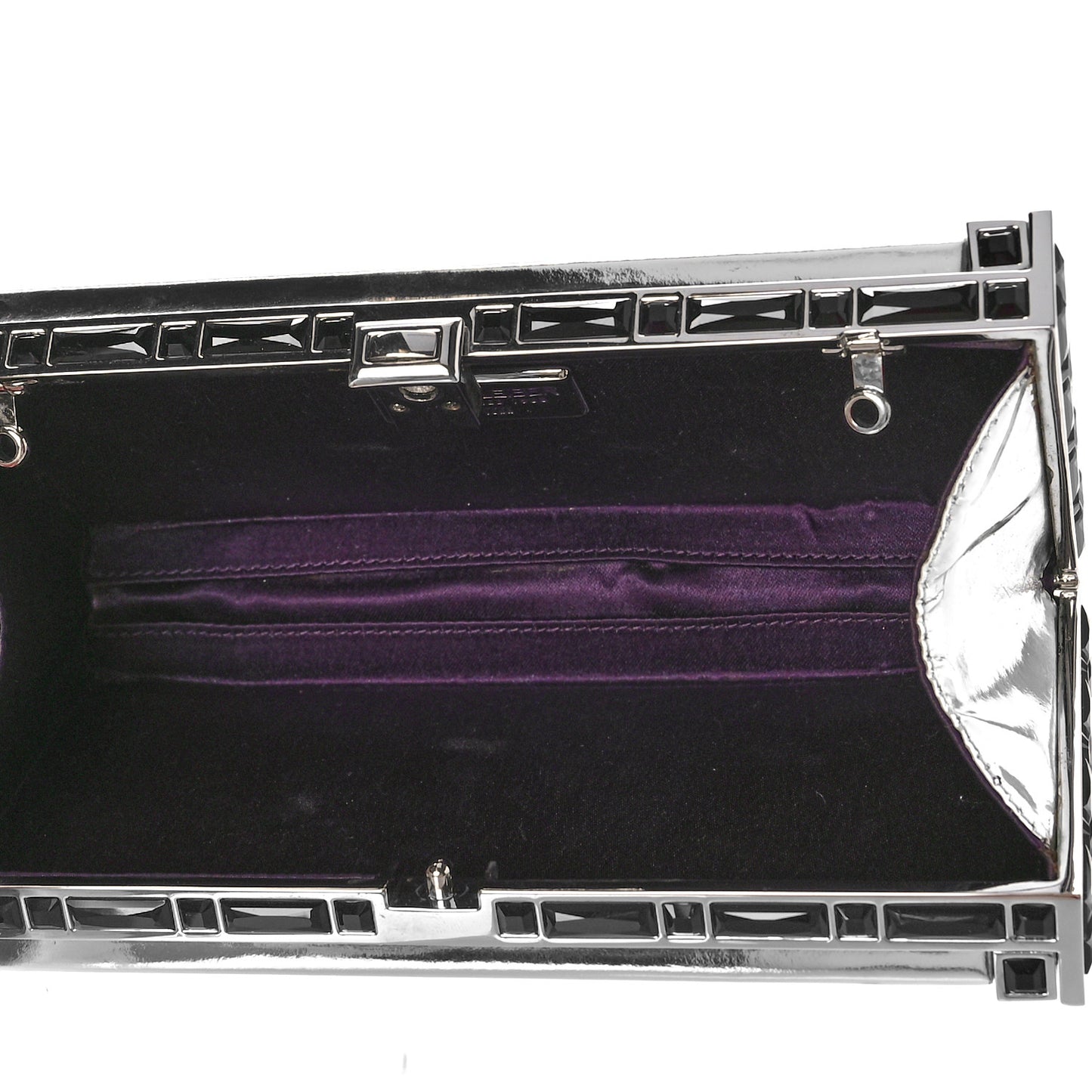 Mirrored Box Clutch Black Silver