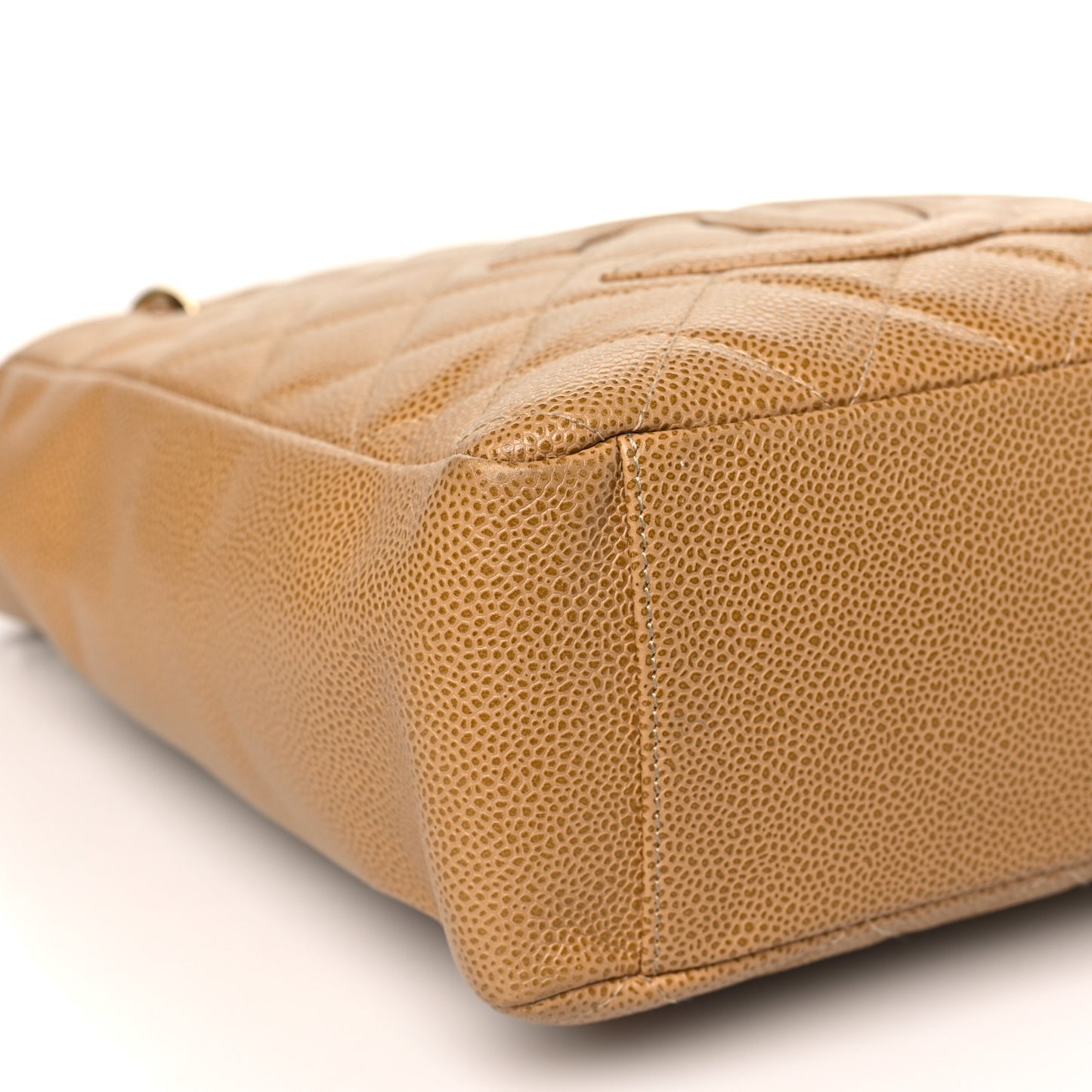 Caviar Quilted Petit Shopping Tote PST Dark Beige