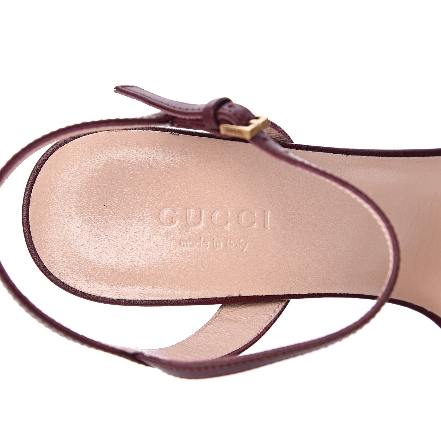 Gucci Lifford Calfskin GG Marmont Ankle Wrap 105mm Sandals 35.5 Vintage Bordeaux 6 of 8