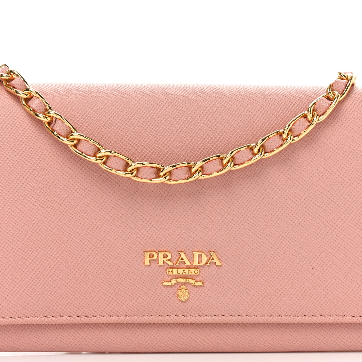 Saffiano Wallet on Chain Pink