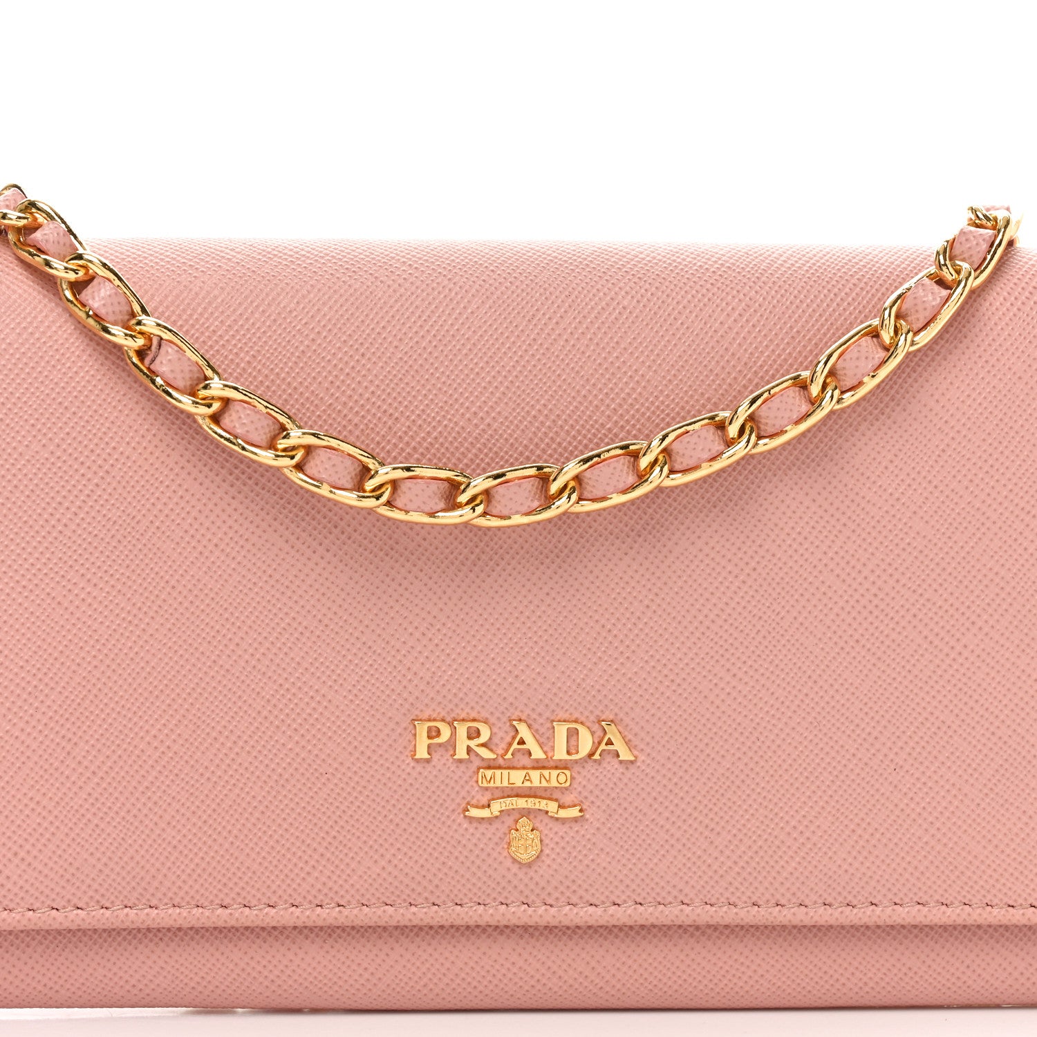 Prada Saffiano Wallet on Chain Pink 7 of 9