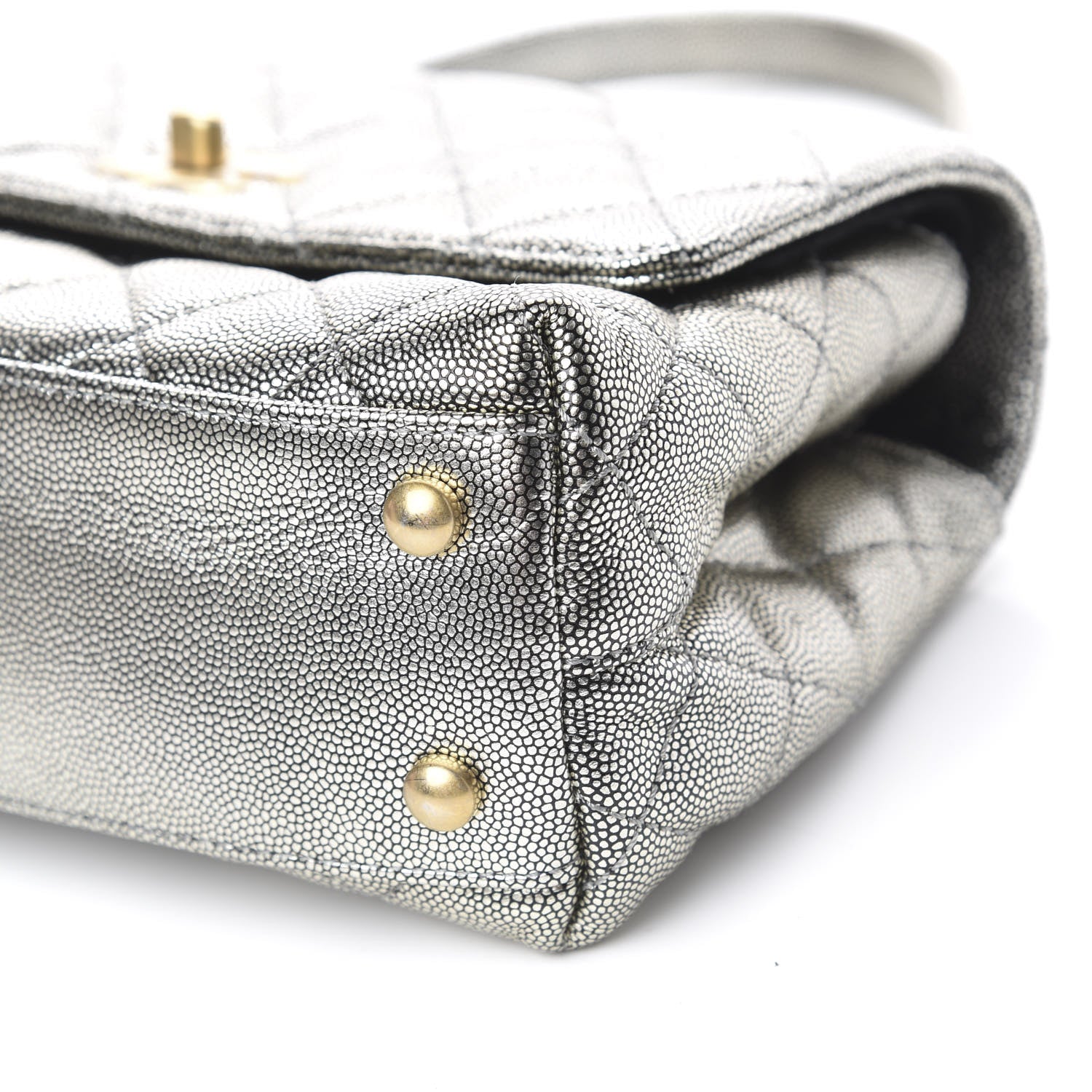 Chanel Metallic Caviar Quilted Mini Coco Handle Flap Silver 8 of 10