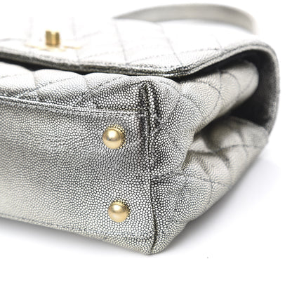Chanel Metallic Caviar Quilted Mini Coco Handle Flap Silver 8 of 10