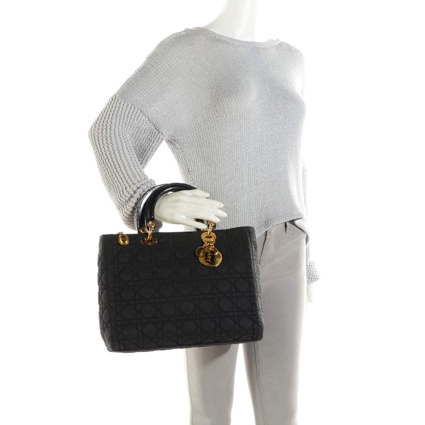 Nylon Cannage Large Lady Dior Black