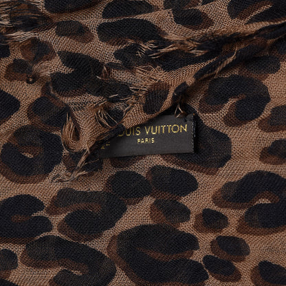 Louis Vuitton Cashmere Silk Leopard Etole Stole Marron 5 of 7