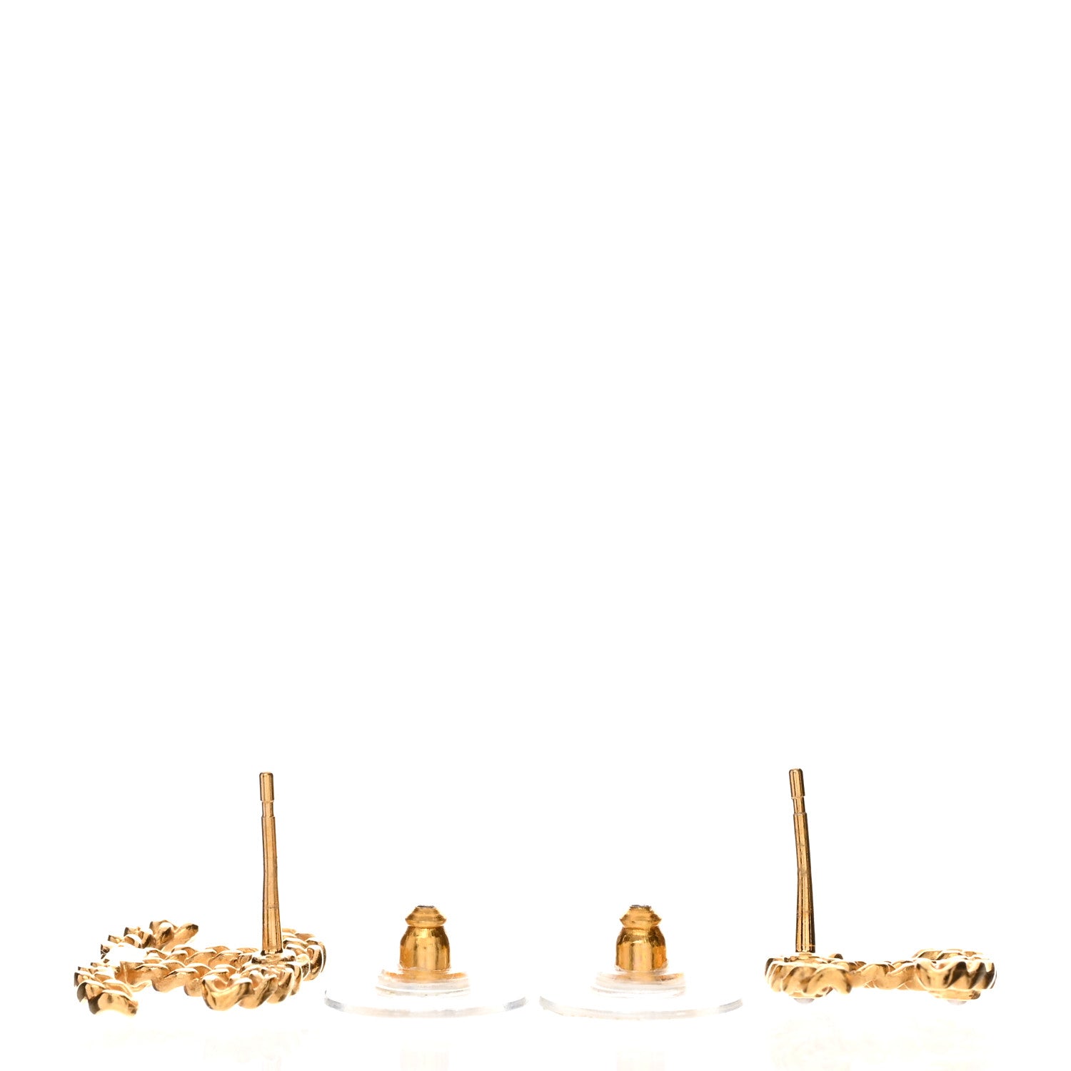 Chanel Metal Pearl CC Chain Link Earrings Light Gold 3 of 5