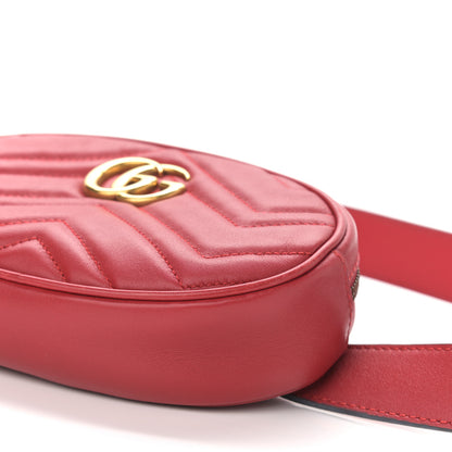 Gucci Calfskin Matelasse GG Marmont Belt Bag 95 38 Hibiscus Red 11 of 14