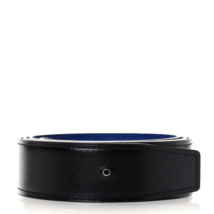 Hermes Swift Togo 32mm Belt Strap 90 Black Bleu Electrique 1 of 4