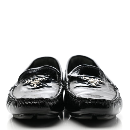 Prada Patent Calfskin Logo Loafers 37.5 Black 2 of 10