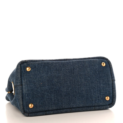 Prada Denim Small Logo Tote Black 4 of 10