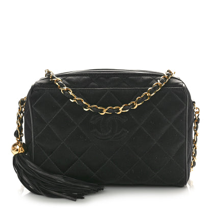 Chanel Satin Quilted Tassel Camera Case Black 1 of 10