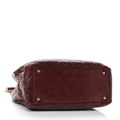 Chanel Glazed Caviar Quilted Small Shiva Tote Burgundy 4 of 10