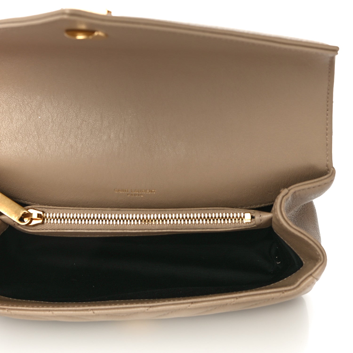 Saint Laurent Sheepskin Matelasse Chevron Monogram Medium College Bag Dark Beige 4 of 9