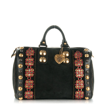 Gucci Suede Calfskin Large Babouska Studded Boston Black 1 of 8