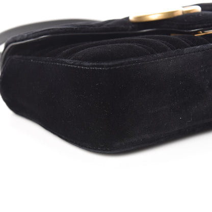 Gucci Velvet Matelasse Mini GG Marmont Shoulder Bag Black 5 of 13
