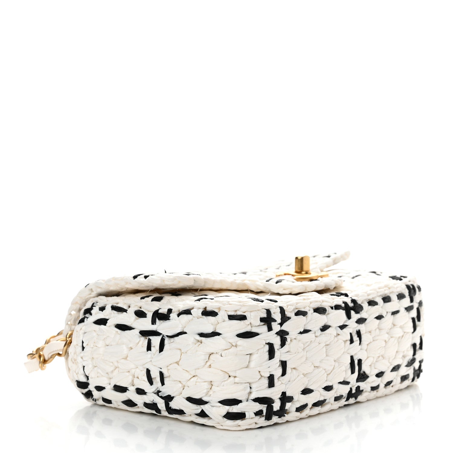 Chanel Raffia Effect Tweedy Mini Flap Bag White Black 4 of 10