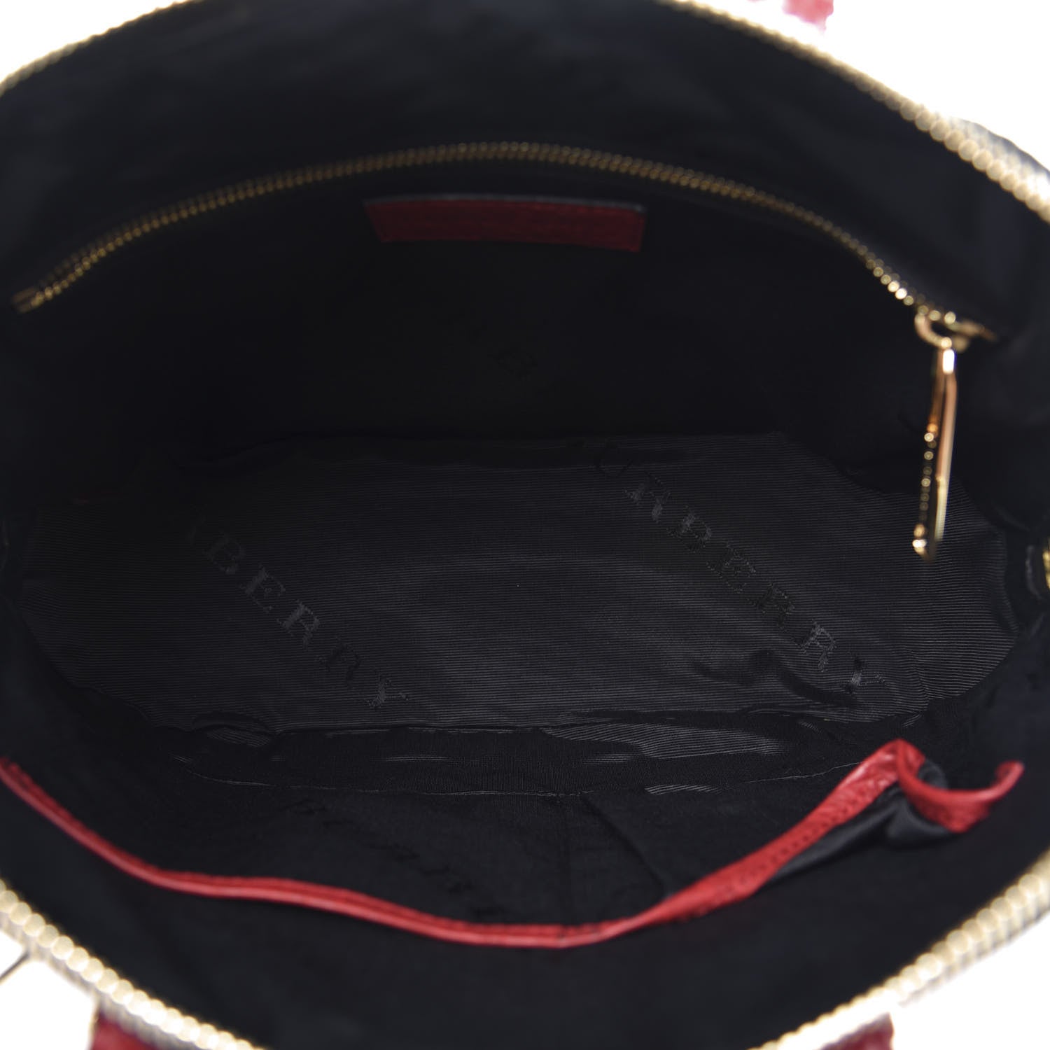 Burberry Heritage Grain Check Embossed Small Orchard Bowling Bag Military Red 5 of 14
