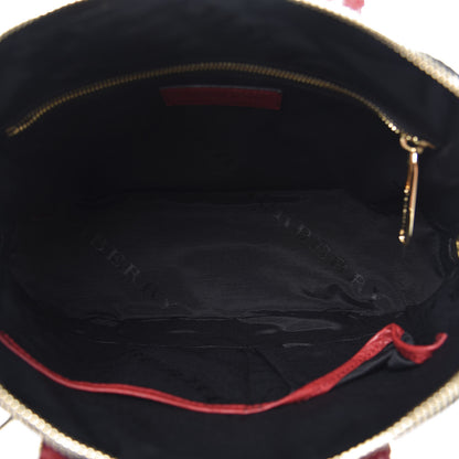 Burberry Heritage Grain Check Embossed Small Orchard Bowling Bag Military Red 5 of 14