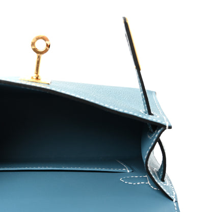 Hermes Epsom Mini Kelly Sellier 20 New Blue Jean 5 of 10
