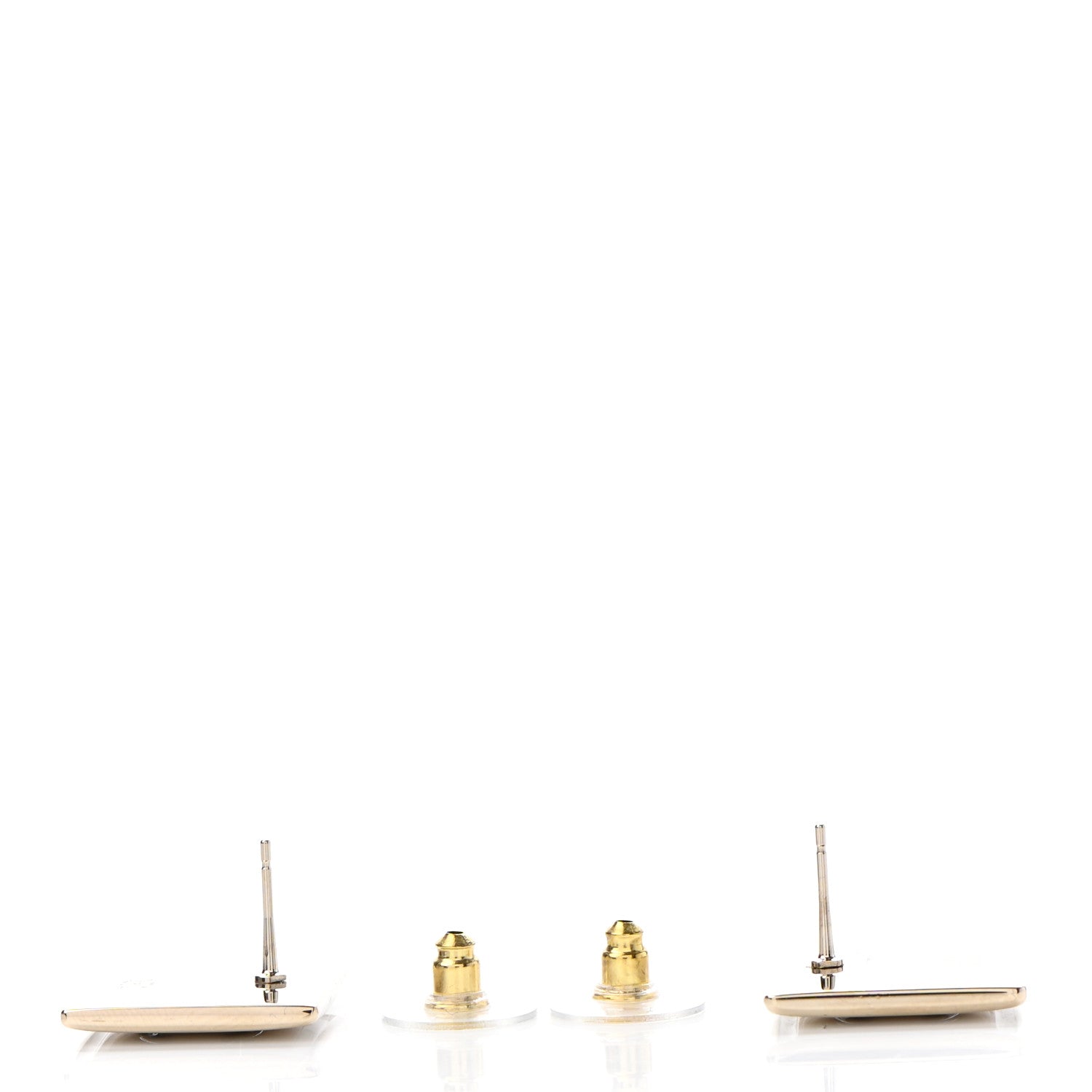 Chanel Metal Enamel CC Square Earrings Gold Black White 3 of 4