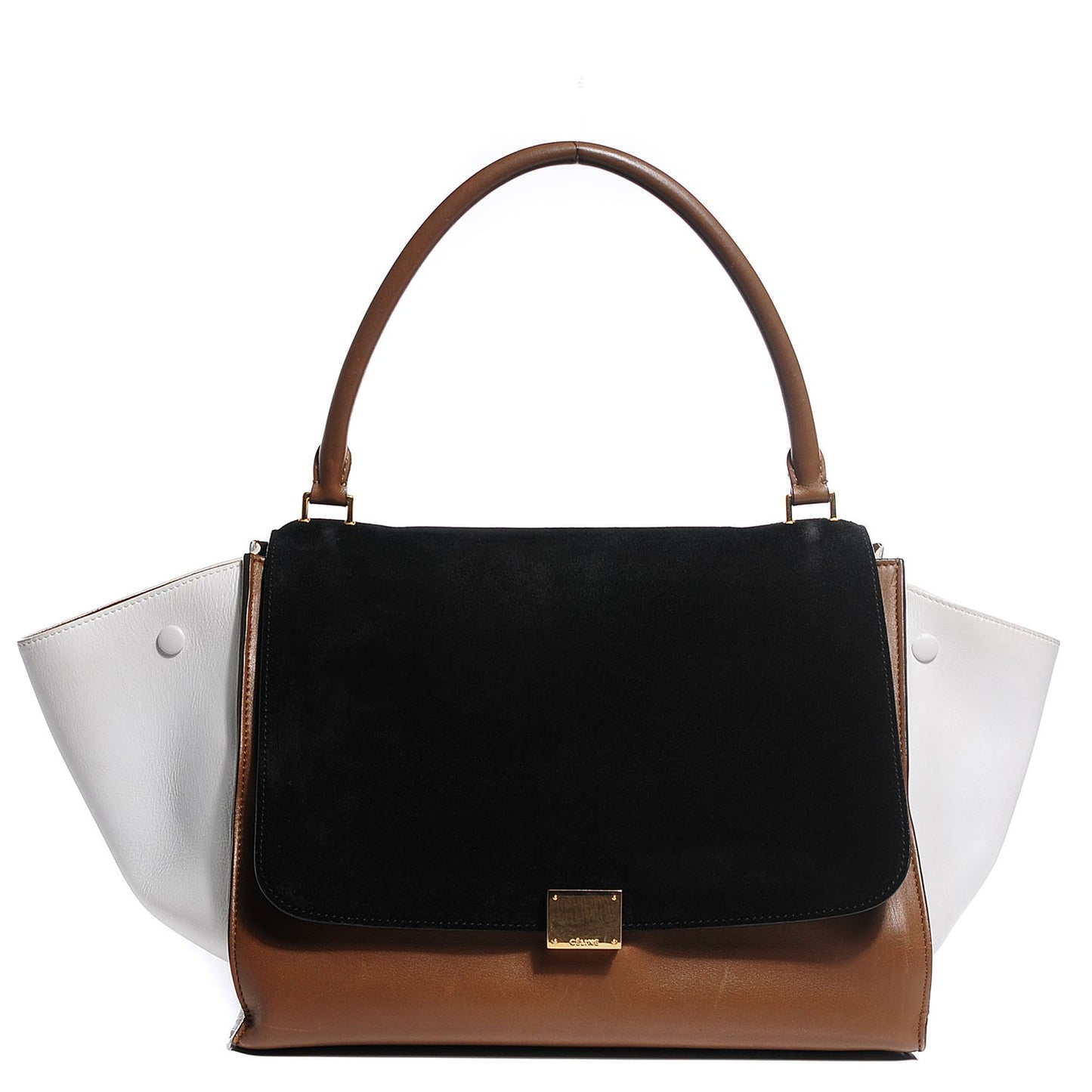 Calfskin Suede Large Tri-Color Trapeze Black