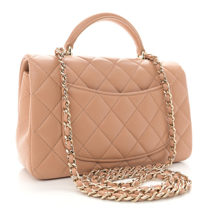 Chanel Lambskin Quilted Mini Top Handle Rectangular Flap Beige 3 of 11