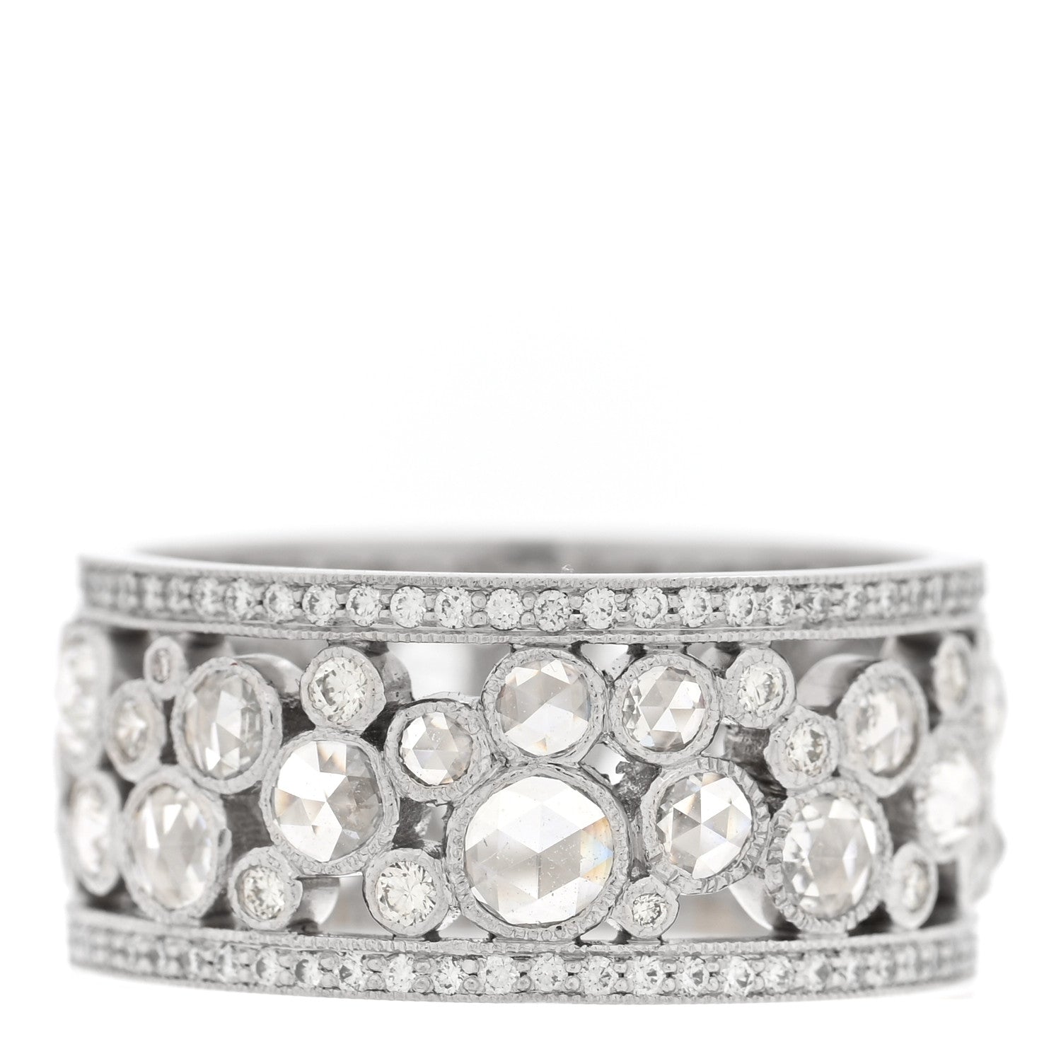 Tiffany Platinum Diamond Cobblestone Band Ring 57 8 1 of 5