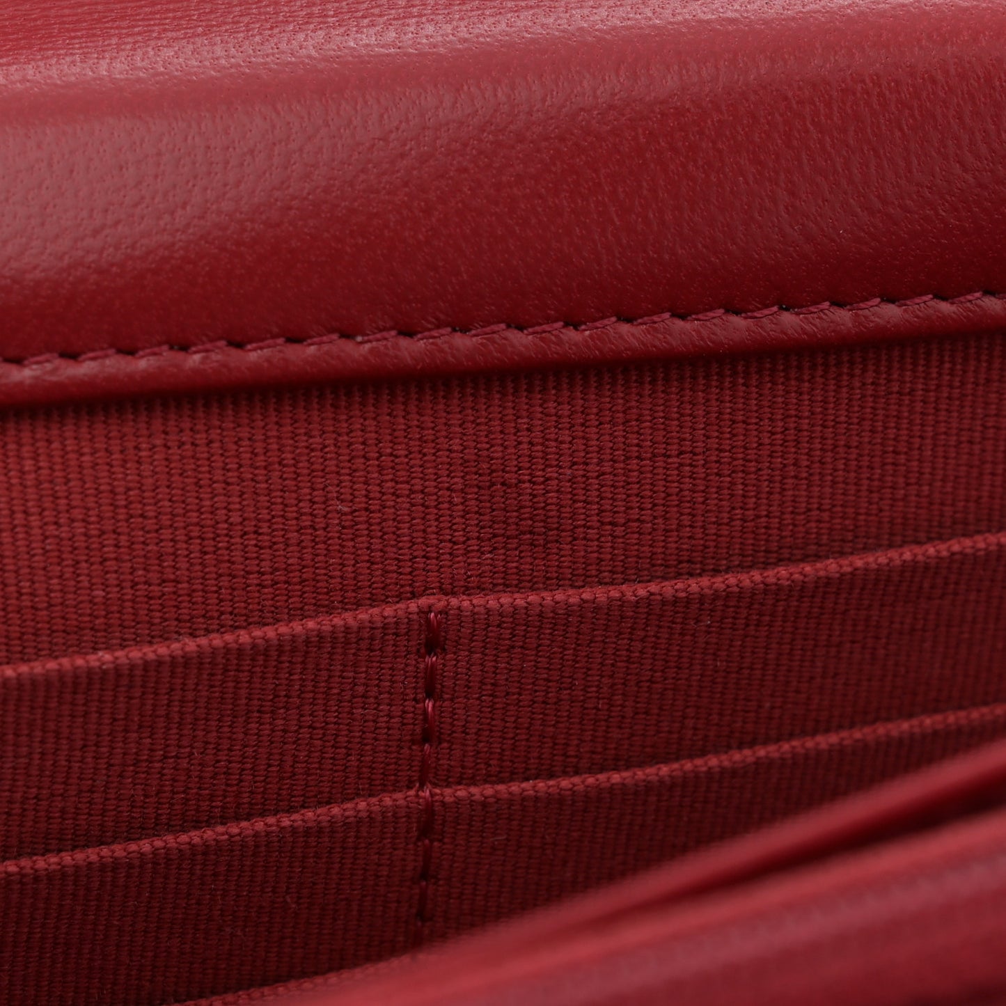 Lambskin Quilted Trendy CC Wallet On Chain WOC Red