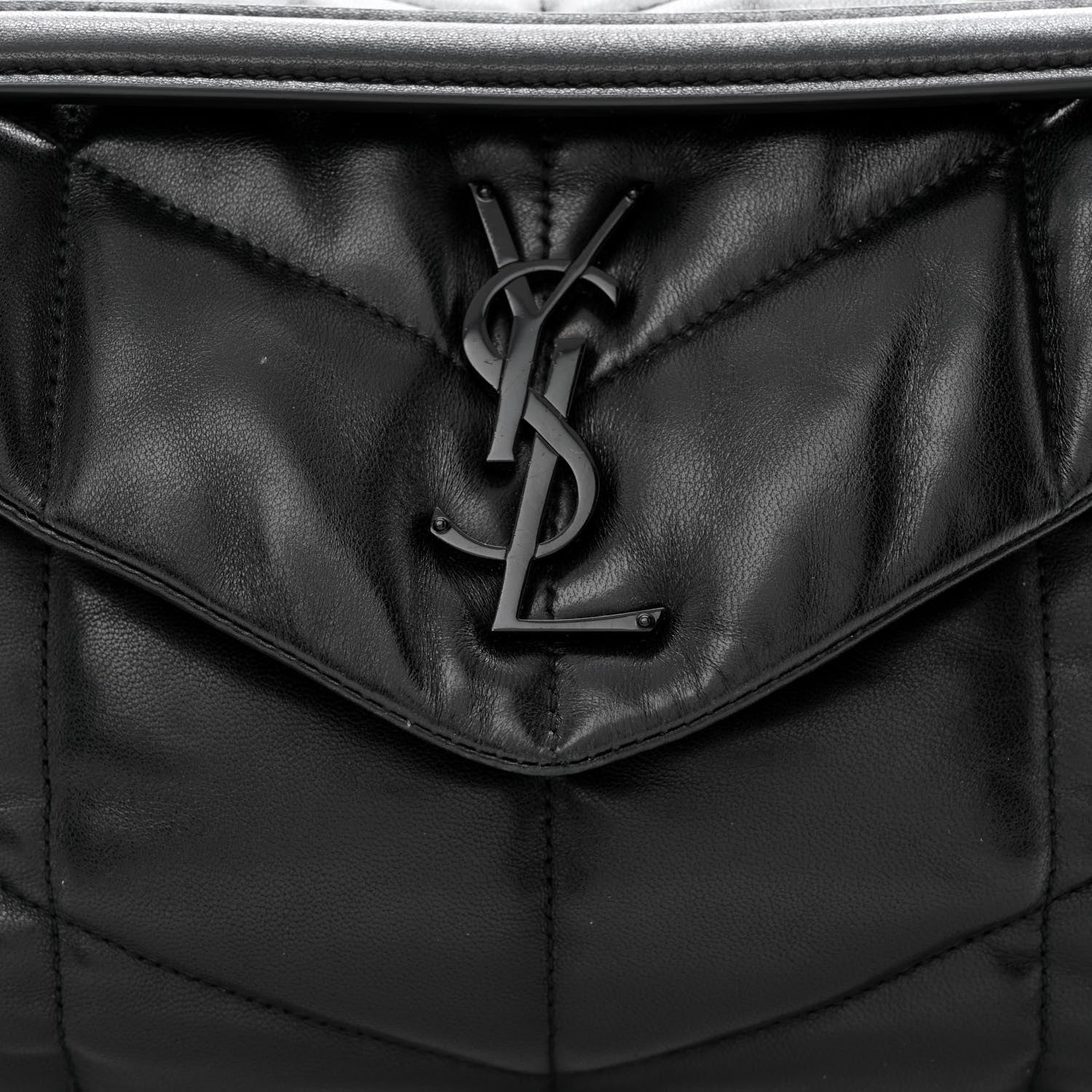 Saint Laurent Lambskin Quilted Monogram Monochrome Small Loulou Puffer Chain Satchel Black 8 of 10
