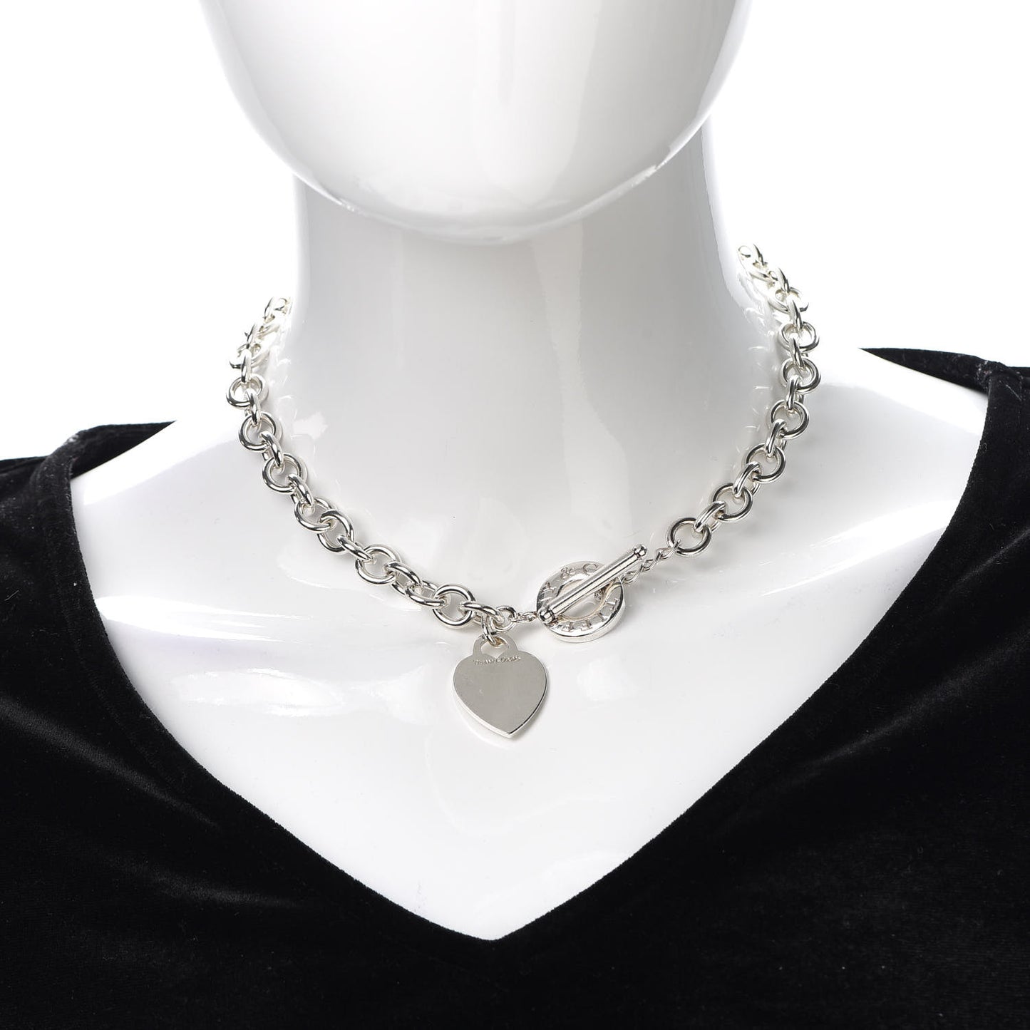 Sterling Silver Heart Tag Toggle Necklace