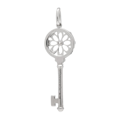 Tiffany 18K White Gold Diamond Floral Key Pendant 3 of 3