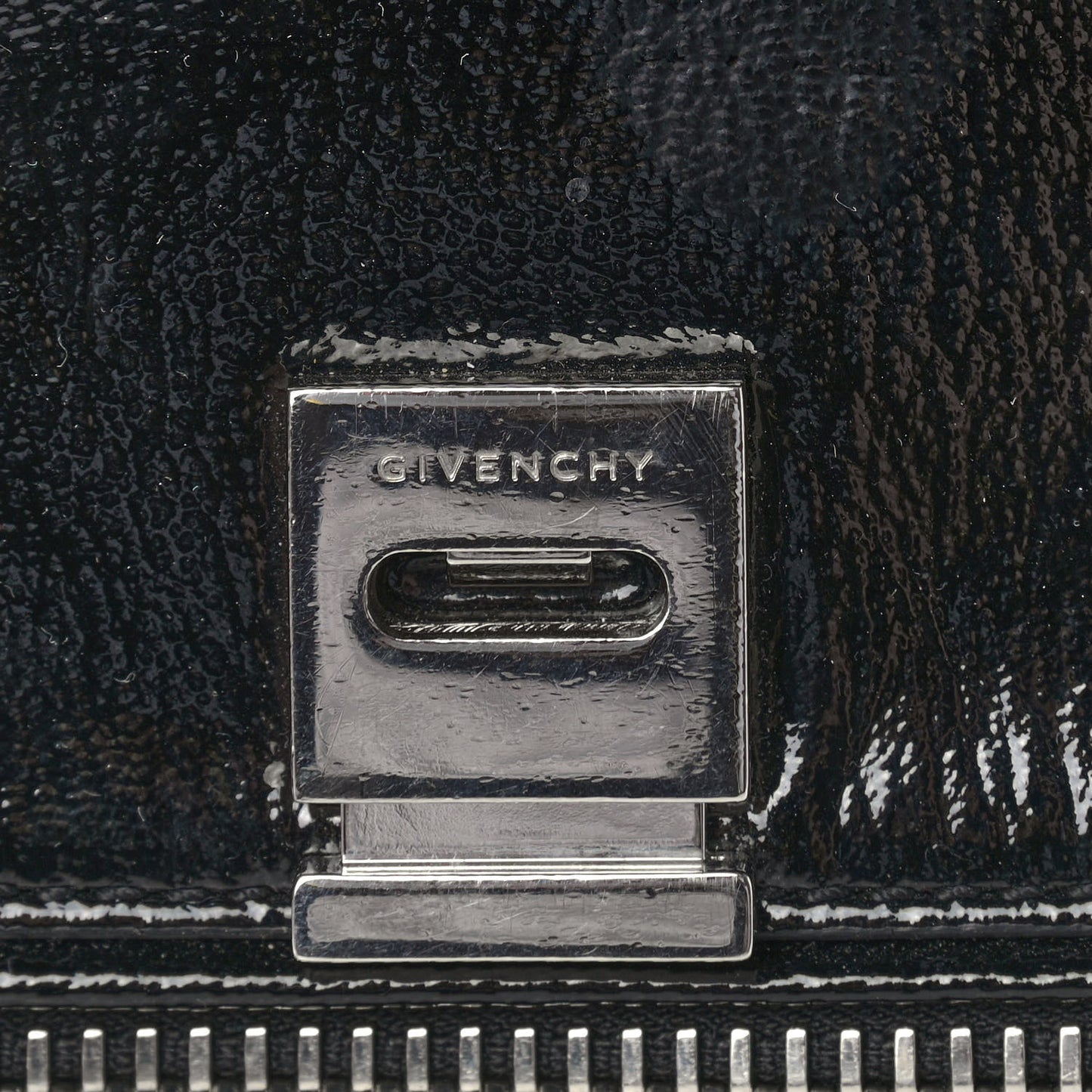 Crinkled Patent Small Pandora Pure Flap Bag Black