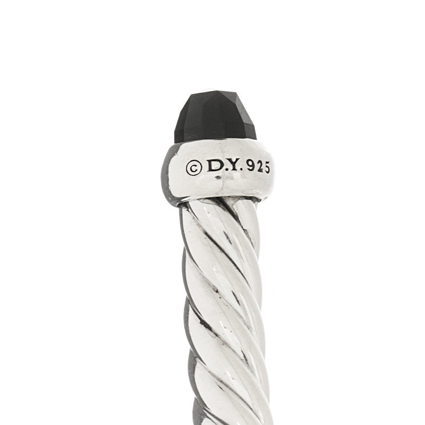 David Yurman Sterling Silver Diamond Black Onyx 4mm Cable Flex Bracelet 3 of 3