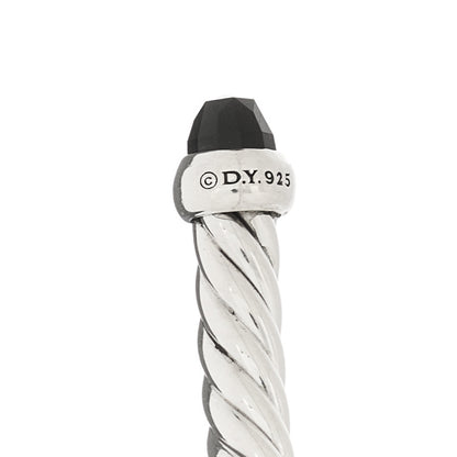David Yurman Sterling Silver Diamond Black Onyx 4mm Cable Flex Bracelet 3 of 3