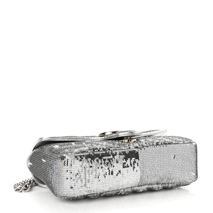 Gucci Sequin Matelasse Small GG Marmont Shoulder Bag Silver 4 of 10