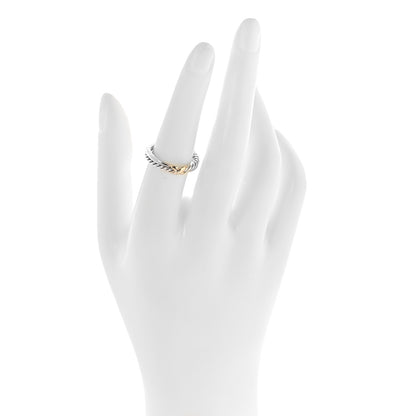 David Yurman Sterling Silver 18K Yellow Gold Petite X Crossover Ring 54 7 2 of 4