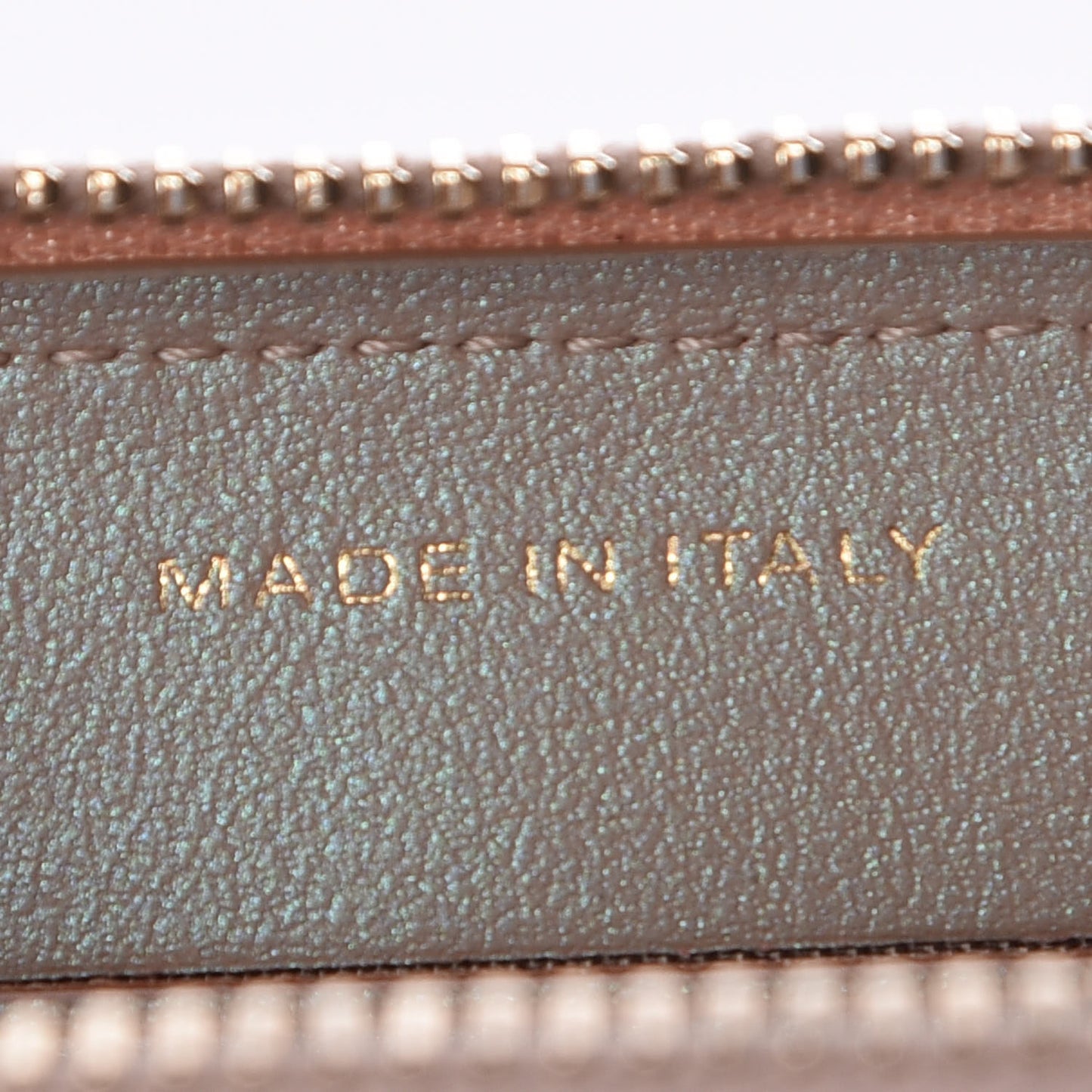 Iridescent Caviar Quilted Medium Zip Around Wallet Beige