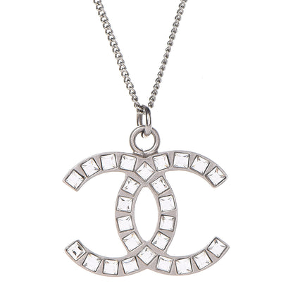 Chanel Baguette Crystal CC Necklace Silver 4 of 5