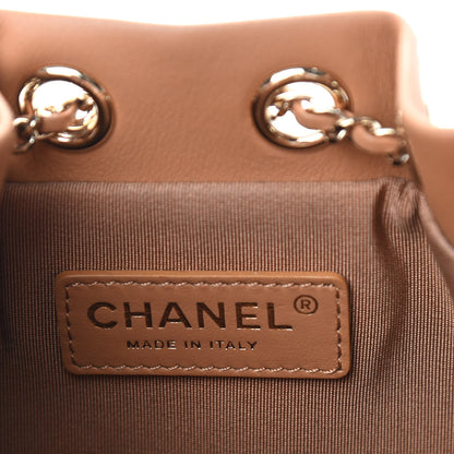 Chanel Calfskin Stitched Chain Bucket Bag Camel 6 of 11