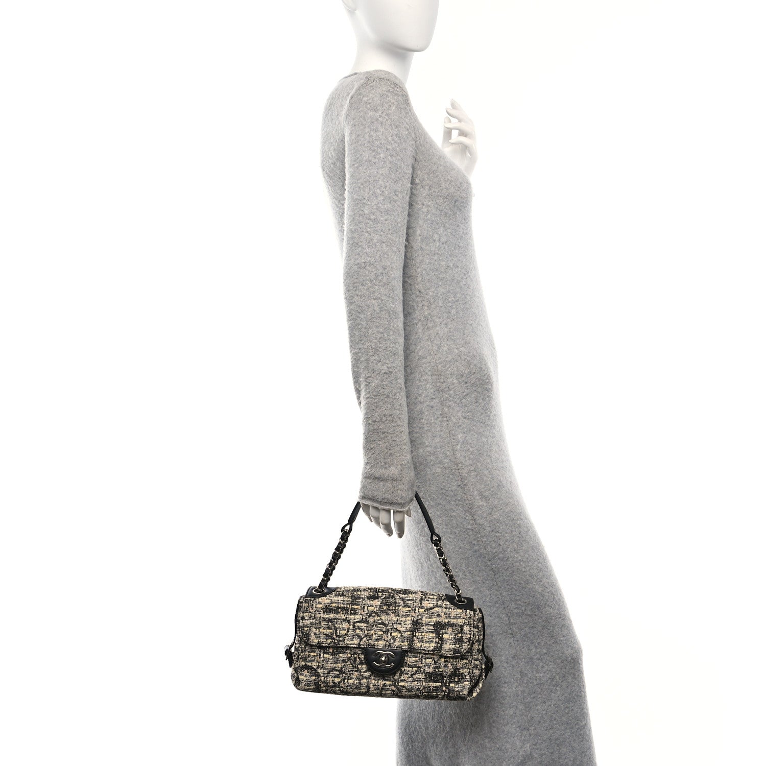 Chanel Tweed Flap Bag White Black Multicolor 2 of 10