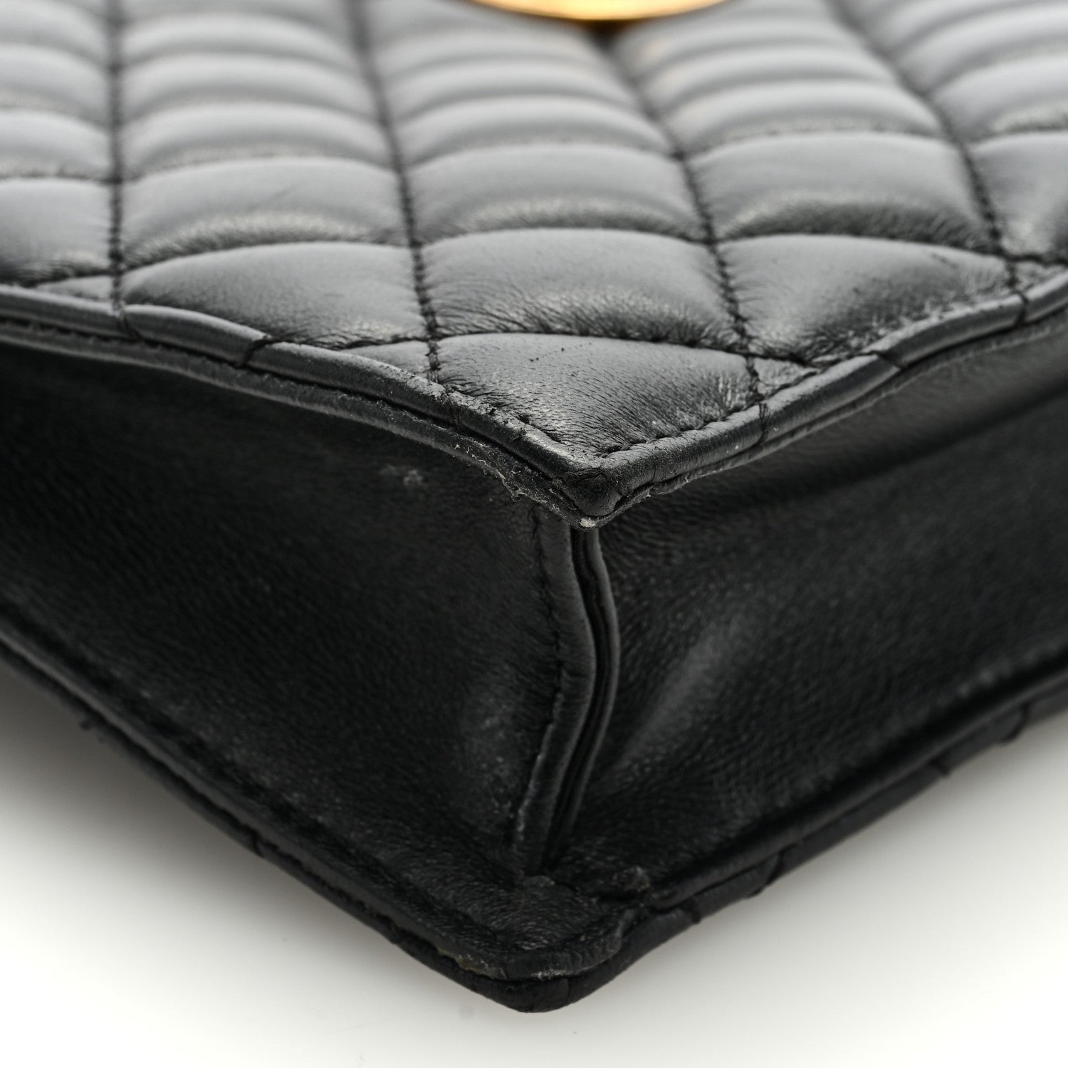 Versace Calfskin Quilted Small Tribute Icon Pouch Black 7 of 8