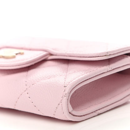 Chanel Caviar Quilted Flap Card Holder Wallet Light Pink 10 of 11