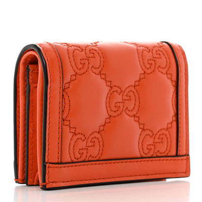 Gucci Calfskin GG Matelasse Card Case Wallet Deep Orange 3 of 7
