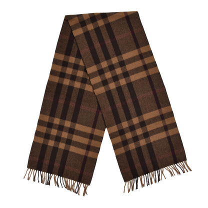 Burberry Cashmere Giant Check Fringe Scarf Dark Brown 2 of 3