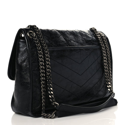 Saint Laurent Crinkled Calfskin Matelasse Monogram Medium Niki Chain Satchel Black 3 of 6